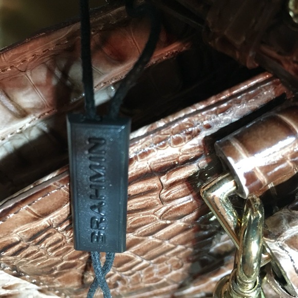 Brahmin Melbourne Large Tote Shoulder Handbag Gold Tone Hardware 18” Top - Picture 13 of 15